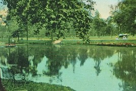 c1920 Goodale Park Lake Columbus Ohio Vintage Postcard Car Bench Scenic View - £13.58 GBP