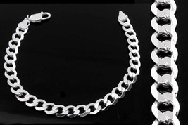 Solide Véritable 925 Courbe Argent Sterling Lien Homme Bracelet Homme Jewelry - £45.18 GBP