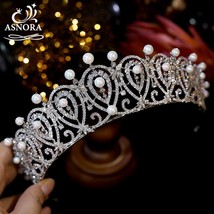 New Luxury Pearl Hair Accessories European Wedding Royal Crown  Tiaras Bridal Ba - £154.44 GBP