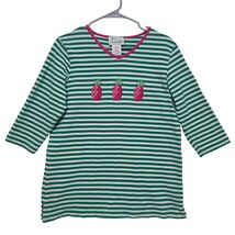 Quacker Factory Pink Sequin Pineapple Embroidered Striped Top Preppy Coa... - $19.99