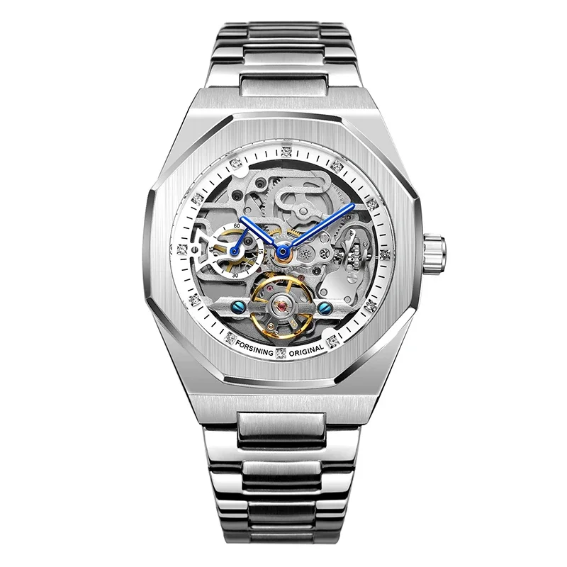 Fashion Silver Mens Watches Top Brand Luxury Automatic Mechanical Stainl... - £38.49 GBP