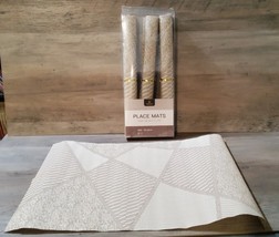 Wealucky 4pc Set Geometric Beige Woven Vinyl Heat Resistant Placemats 12... - $323.88 MXN