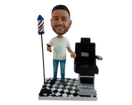 Custom Bobblehead Elegant Barber With A Fancy Styleist Chair And Hair Clippers - - £135.09 GBP