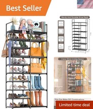 Heavy-Duty Tall Shoe Rack Organizer - 40-45 Pair Storage for Modern Spaces - $54.00