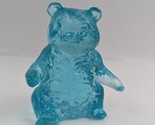 Vintage Mosser Glass Bear Paperweight Figurine Signed Blue - $40.49