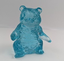 Vintage Mosser Glass Bear Paperweight Figurine Signed Blue - £32.56 GBP