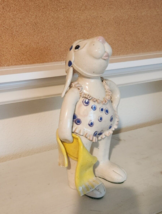 Ooak Vintage Art Pottery Swimsuit Bunny 10.5&quot; Signed Yisse - £78.24 GBP