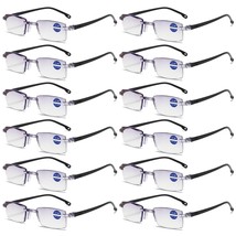 12PK Rimless Blue Light Blocking Reading Glasses Diamond Cut Readers for Men - £14.06 GBP