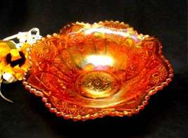 1452 Antique Imperial Marigold Carnival Sawtooth Hobstar Decorative Bowl - £27.30 GBP