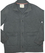 Banana Republic Mens Cardigan Sweater Large Heritage Zip Hooks &amp; Bars Da... - $40.05 CAD