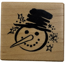Winter Snowman Head Holly Star Rubber Stamp PSX C-3059 Vintage 2000 New - $12.57