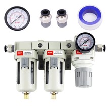 Rih Pneumatics Dfr-03 3/8&#39;&#39; Npt Compressed Air Double Filter &amp; Regulator... - $58.38