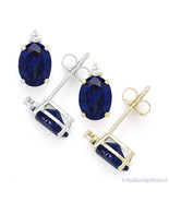 Oval &amp; Round Cut Simulated Sapphire Cubic Zirconia Sterling Silver Stud ... - €24,82 EUR