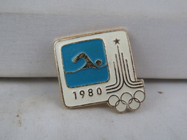 Vintage Summer Olympic Pin - Moscow 1980 Swimming Event - Stamped Pin - $15.00