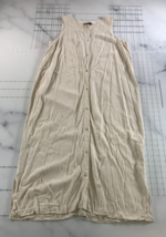 Eileen Fisher Silk Tank Dress Womens Medium Cream Button Front Long Crepe - $74.24