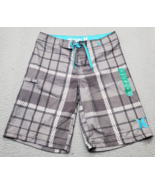 Hurley Board Shorts Boys 10 Multicolor Plaid Embroidered Logo Stretch Dr... - $21.44