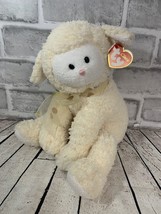 Ty Classic Whispers plush white cream sheep lamb polka dot ribbon bow Ea... - $14.84