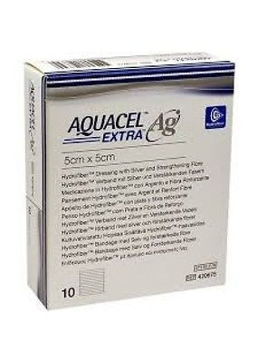 Primary image for Aquacel AG Extra Silver Hydrofiber Wound Dressing 5cm x 5cm, 2"x2" x10 420671