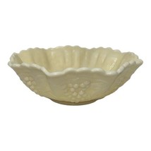 Vintage Imperial Bowl Grape Butter Yellow Custer Glass Scalloped Ruffled Matte - $42.08