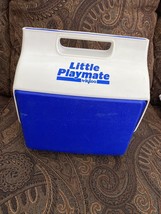 Vintage Little Playmate by Igloo Personal Cooler Blue &amp; White - Made in The USA - £12.54 GBP