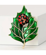 Ladybug leaf pin brooch - $11.88