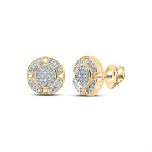 10kt Yellow Gold Mens Round Diamond Circle Earrings 1/6 Cttw - $278.79