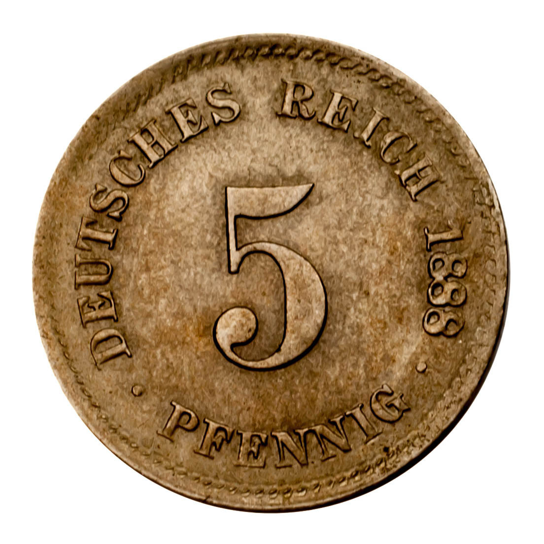 1888-D Germany 5 Pfenning Munich Mint About Uncirculated Condition Item image 2
