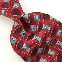 Puritan Tie Geometric Abstract Red Gray Blue Silk Necktie Mens Ties I14-189 New - £12.43 GBP