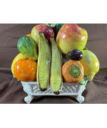 Vintage Made in Italy Italian Pottery Majolica Faience Fruit Stack Baske... - $198.86 CAD