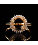 14k Yellow Gold Ring Semi Mount Ring Engagement 14k Gold Handmade Round ... - £500.47 GBP
