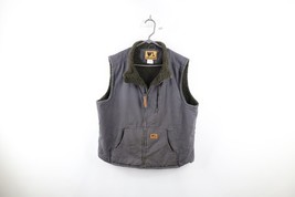 Vtg Streetwear Mens XL Thrashed Fleece Lined Canvas Full Zip Vest Jacket... - $831.34 MXN