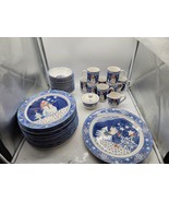 Epoch Mr. Snowman Noritake Dishes 12 dinner  ~12 bowls ~8 mugs~ platter ... - $240.01 CAD