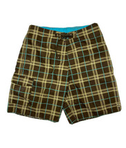 Quicksilver Men Size XL (Measure 33x10) Brown Plaid Board Shorts Mesh Li... - £5.92 GBP