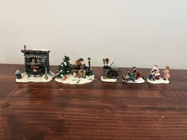 5 Christmas Village Accessories Lemax Department 56 Norman Rockwell Figures Lot - $49.46