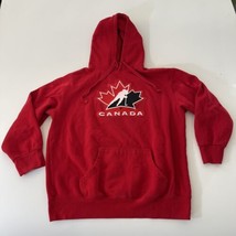 Vintage Saga Team Men&#39;s Canada Hockey Leaf Therma Fit Hoodie Sweater Red Sz M - £38.45 GBP