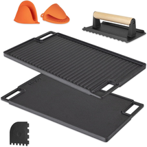 Cast Iron Griddle for Stove Top, Reversible Grill/Griddle + Cast Iron Pr... - £51.17 GBP