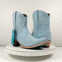 Lane LEXINGTON Blue Cowboy Boots 7.5 Leather Western Ankle Bootie Short Snip Toe - £151.80 GBP