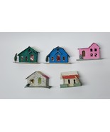 LOT OF 5 VINTAGE PUTZ CHRISTMAS VILLAGE CARDBOARD HOUSE GLITTER JAPAN - $953.60 MXN