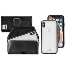 Combo for iPhone X &amp; XS, Clear/Black Case + Horizontal Leather Pouch and Clip - £31.45 GBP