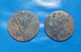 2 Pcs Dutch Netherlands Colonial Voc Duit 1790 Utretch New York Penny Co... - £14.54 GBP