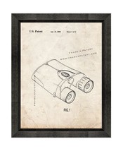 Binoculars  Patent Print Old Look with Beveled Wood Frame - $24.95+