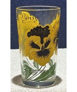 Vtg 1950&#39;s Boscul Peanut Butter Jar 5&quot; Water Glass Yellow Pansy Large Le... - $9.90