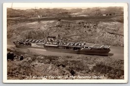 US Aircraft Carrier In Panama Canal RPPC 1941 Real Photo Postcard E39 - $15.95