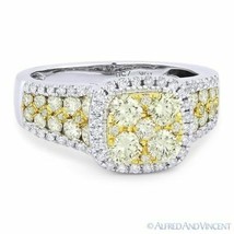 1.71ct Round Cut Diamond Pave Right-Hand Fashion Ring in 18k White &amp; Yellow Gold - £3,678.00 GBP