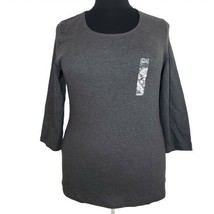 Karen Scott Womens Dark Gray 3/4 Sleeve Scoop Neck Shirt Top Plus Size 0... - $22.67
