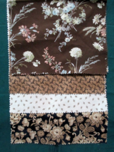 Fabric Red Rooster &quot;Wildflowers&quot; 6 Pcs Brown Pale Blue Abstract Floral $6.50 - £5.14 GBP