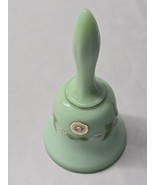 Vintage WESTMORELAND 5.25&quot; Glass Bell Hand Painted BEADED BOUQUET ON MIN... - $10.98