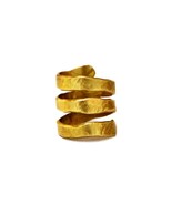 Boho Hammered Spiral Ring, Adjustable Gold Brass Ring, Gypsy Style - £15.72 GBP