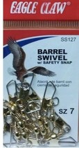 Eagle Claw Barrel Swivel with Safety Snap, Brass, Size 7, 12 Pack - £2.78 GBP