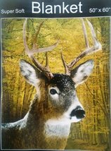 Hunting Buck Deer in Forest of Trees Soft Fleece Throw - £14.19 GBP